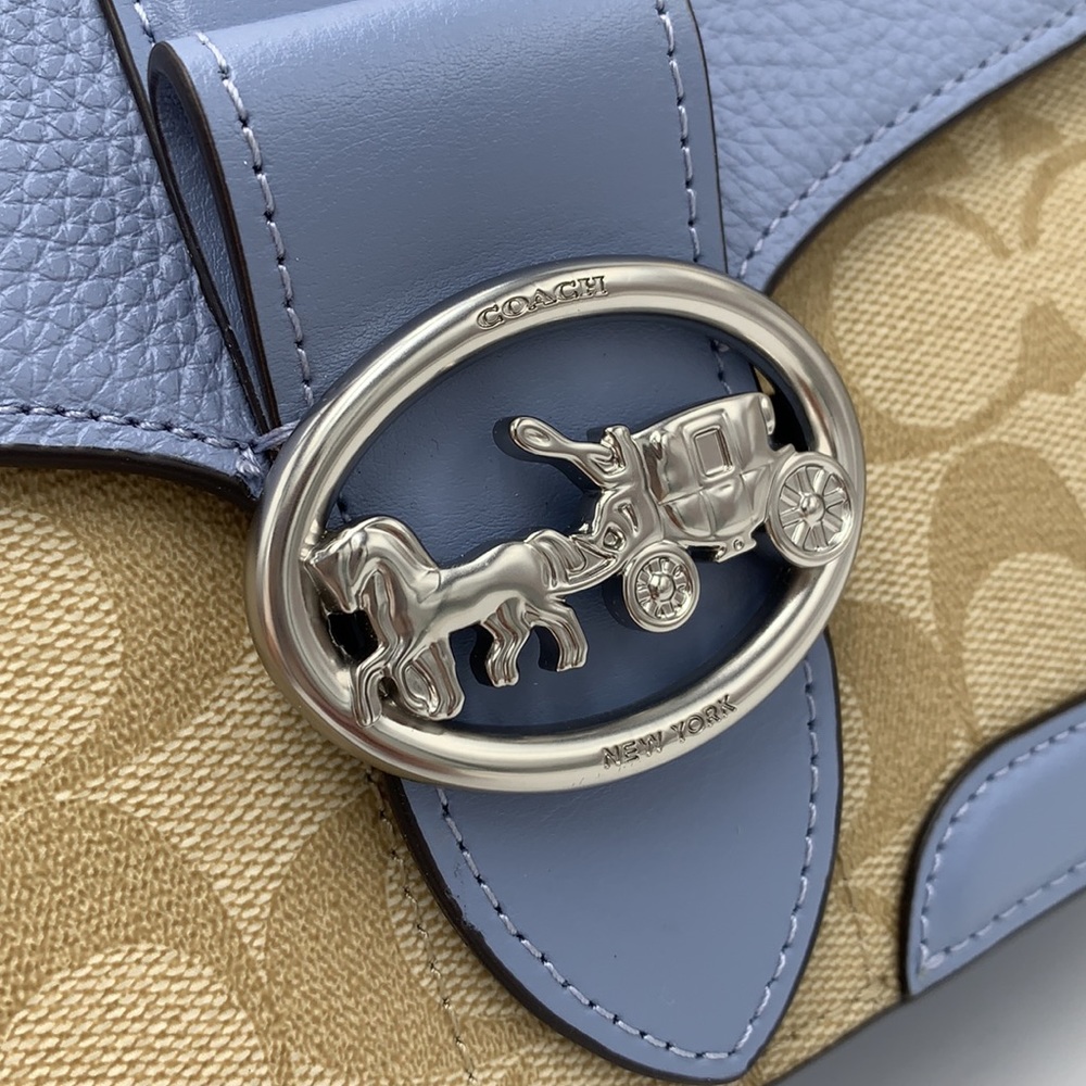 COACH Georgie Shoulder Bag In Signat Canvas COLOR
Silver/Light Khaki/Marble Blue - Picture 8 of 16